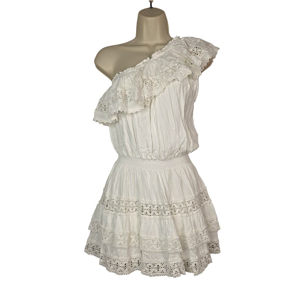 Melissa Odabash Dress Womens Small White One Shoulder Crochet Sundress Boho